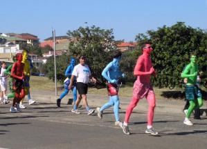 The nemesis to the blue man group, the running man group!